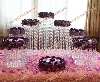 2017 кристален поставка за торта/сватбена украса за партита - сватбена централно украса 7 бр./лот, Сватбен кристална стойка за торта
