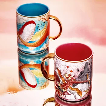 Съвременната Мода Керамични Чаши Естетически Домашни Карикатури Творчески Чаши Кафе Двойка Минималистичная Оригиналната Чаша Tazas