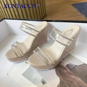 2022 г. Годишната Дамски обувки На платформа и Танкетке, Ежедневни Сандали от Мека Кожа с появата на шнур, дамски Сандали-Гладиатори с Отворени Пръсти Изображение 0